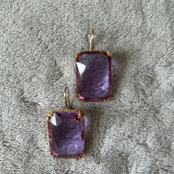 Elegant Purple and Gold Earrings - Picture 1 of 3